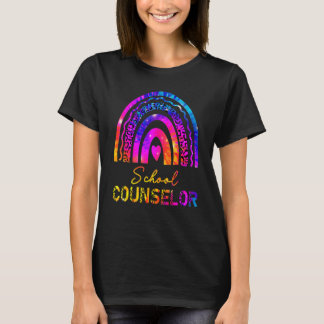 Camiseta Consejero Escolar Leopard Tie Dye Rainbow Back To