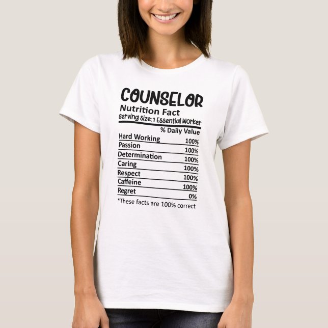 Camiseta Consejero Nutrición Hechos Regalo de Asesoramiento (Anverso)
