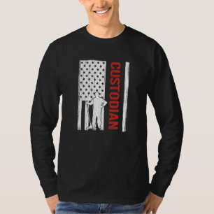 Camiseta Conserje de limpieza conserje bandera de EE. UU. c