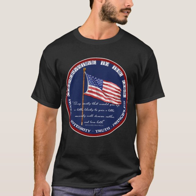 Camiseta Conservador a la base - libertad Ben Franklin (Anverso)