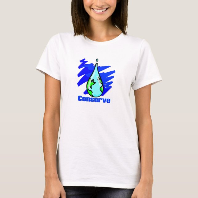 Camiseta Conservar el agua de la Tierra gota (Anverso)