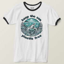 Camiseta Conservar Sea Plastic Free Ocean Life Ringer Tee