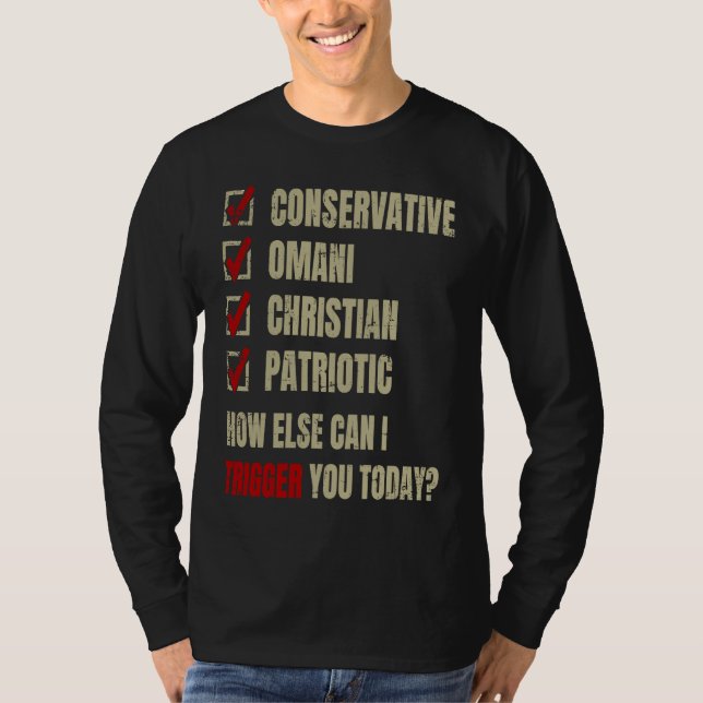 Camiseta Conservative Omani Christian Patriotic (Anverso)