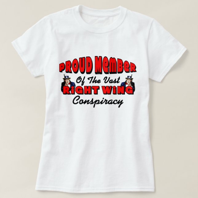 Camiseta Conspiración extensa de la derecha (Diseño del anverso)