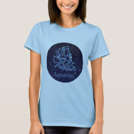 Camiseta Constelación acuario y Rótulo zodiaco con estrella