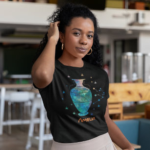 Camiseta Constelación de Acuario Zodiaco Galaxia Acuarela