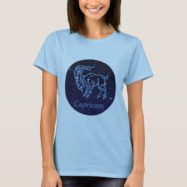 Camiseta Constelación de capricornio y Rótulo zodiaco con e (Anverso)