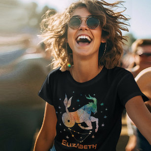 Camiseta Constelación de Capricornio Zodiaco Galaxia Acuare