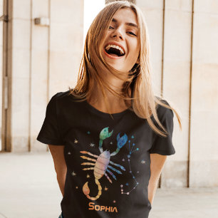Camiseta Constelación de Escorpio Zodiaco Galaxia Acuarela