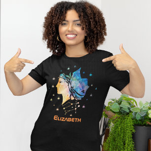 Camiseta Constelación de Géminis Zodiaco Acuarela Estrella 