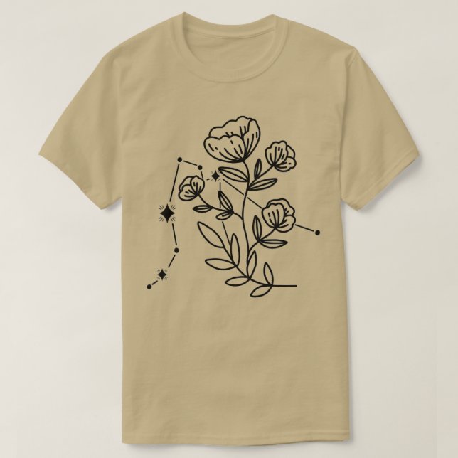 Camiseta Constelación de las flores de Rótulo Zodiac Aquari (Diseño del anverso)