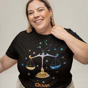 Camiseta Constelación de Libra Zodiaco Acuarela Estrellas G
