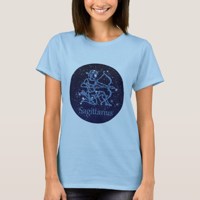 Camiseta Constelación de Sagittarius y Rótulo de Zodiac con (Anverso)