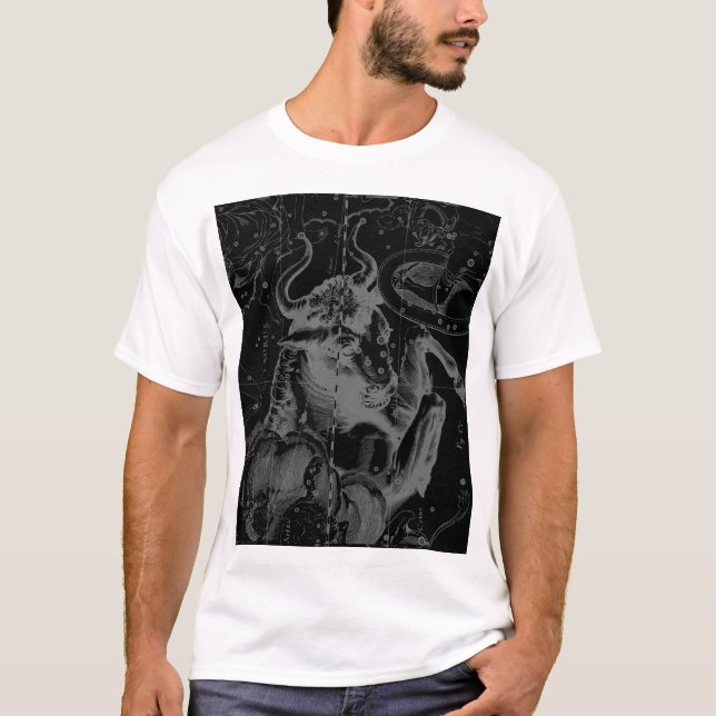 Camiseta Constelación de Taurus Hevelius 1690 en negro (Anverso)