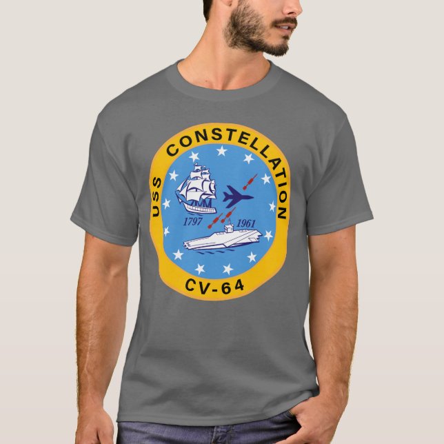 Camiseta Constelación de USS CV-64 Compañía aérea Insignia (Anverso)