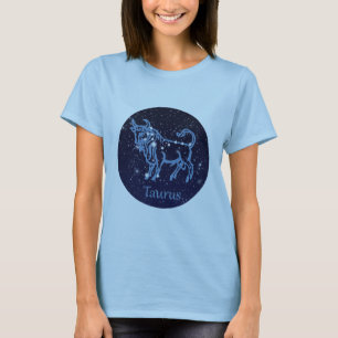 Camiseta Constelación Taurus y Rótulo Zodiaco con estrellas