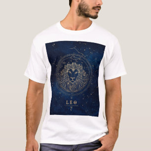Camiseta Constelación zodiacal de Leo León en falso oro por