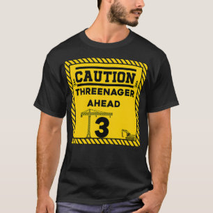 Camiseta Construcción 3 niños de cumpleaños Precaución