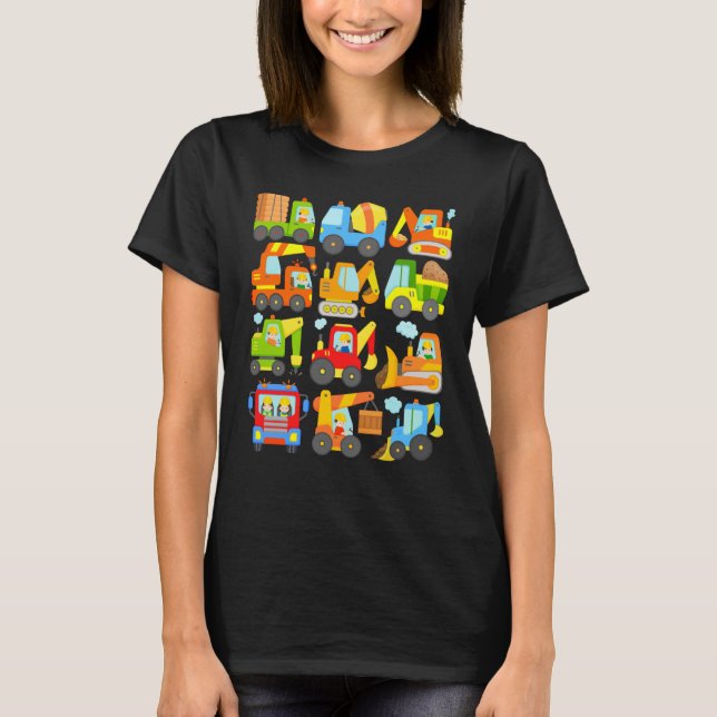 Camiseta construcción de 12 vehículos de construcción (Anverso)