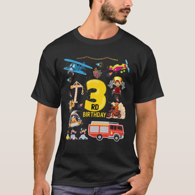 Camiseta Construcción De Autos De Carrera De Avión 3 Años T (Anverso)