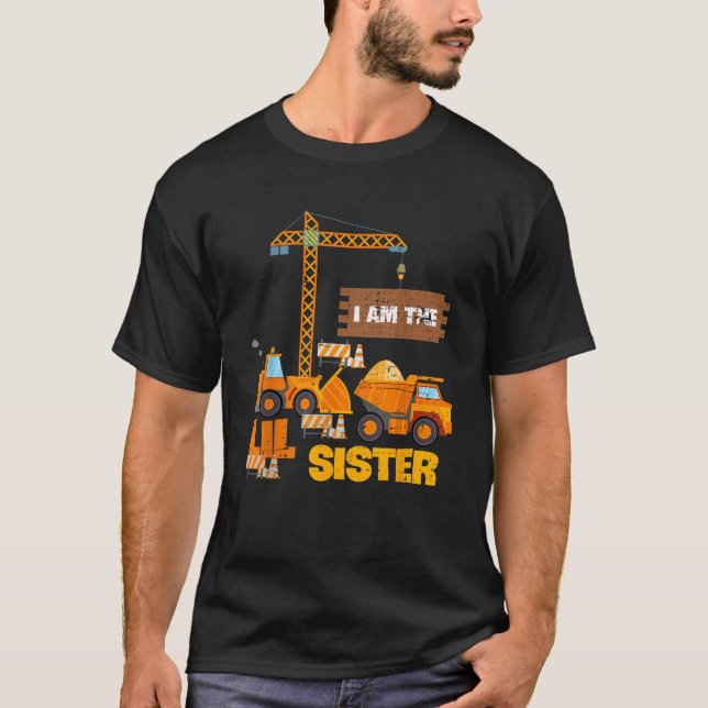 Camiseta Construcción de Cumpleaños Soy la Hermana Menor Fa (Anverso)