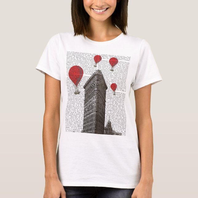 Camiseta Construcción de hierro plano y globos de aire cali (Anverso)