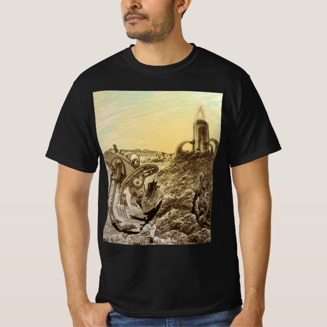Camiseta Construcción de planetas de alienígenas de ciencia (Anverso)