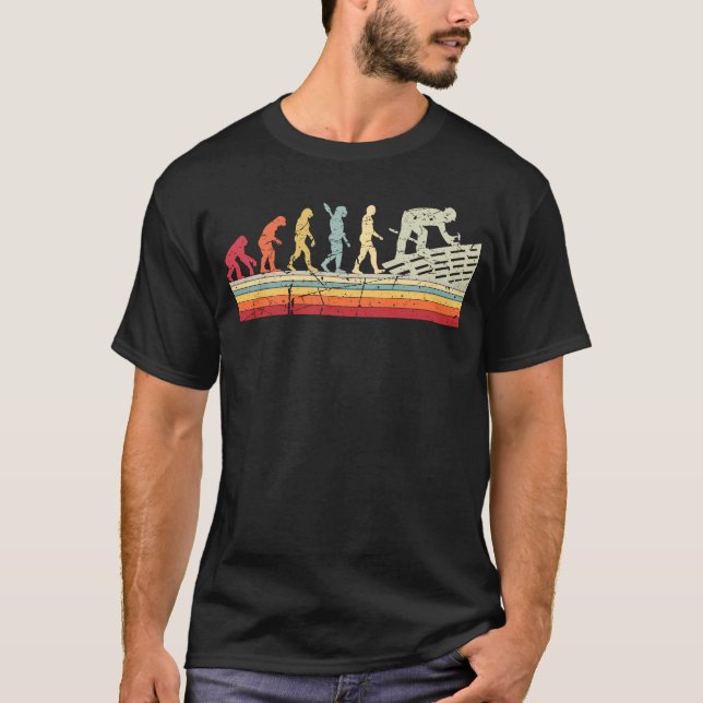 Camiseta Construcción retro vintage de la evolución humana  (Anverso)