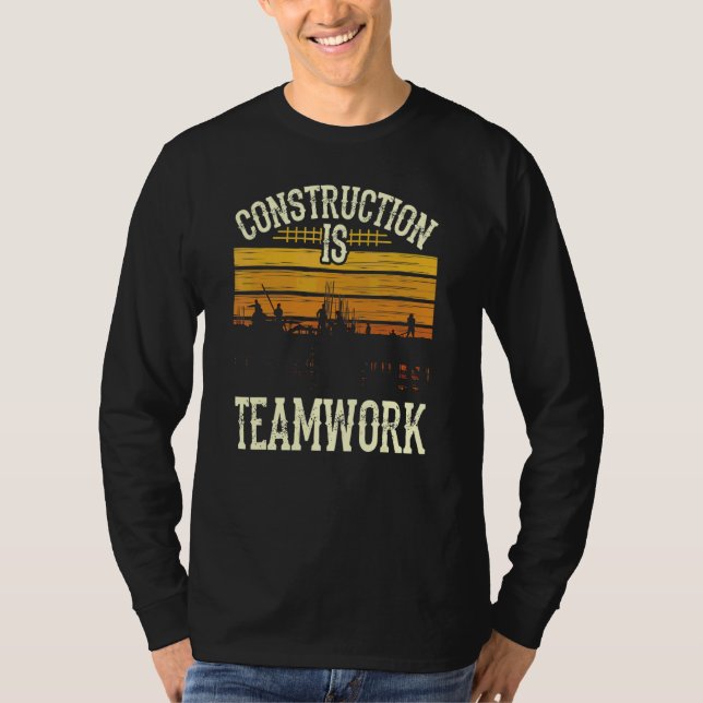 Camiseta Construcción: Sitio De Trabajadores En Equipo (Anverso)