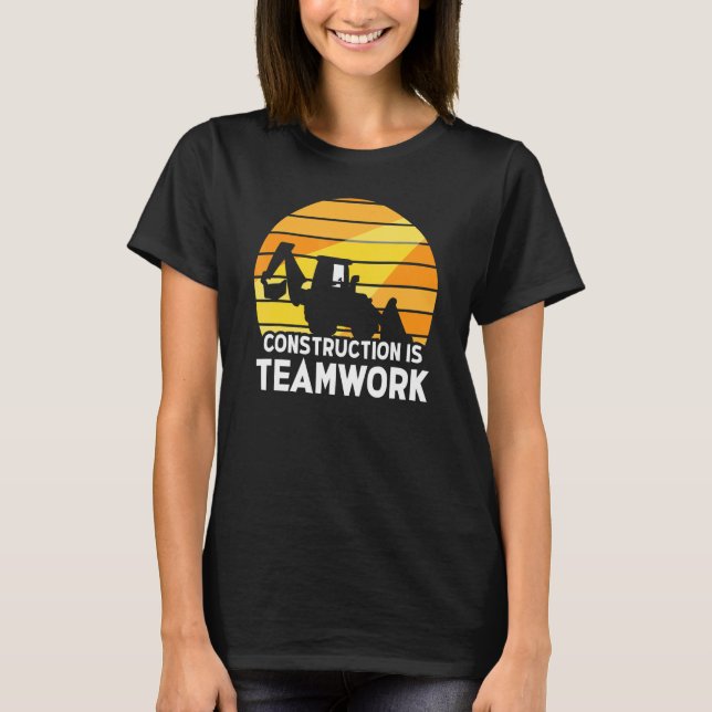 Camiseta Construcción: Sitio De Trabajadores En Equipo (Anverso)