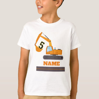 Camiseta construccióncumpleaños 5 - excavadora personalizad