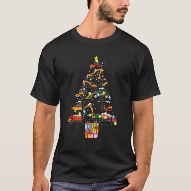 Camiseta Construction Excavator Christmas Tree Toddlers Kid (Anverso)