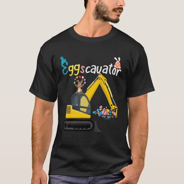 Camiseta Construction Excavator Easter Day Egg Hunt for Boy (Anverso)