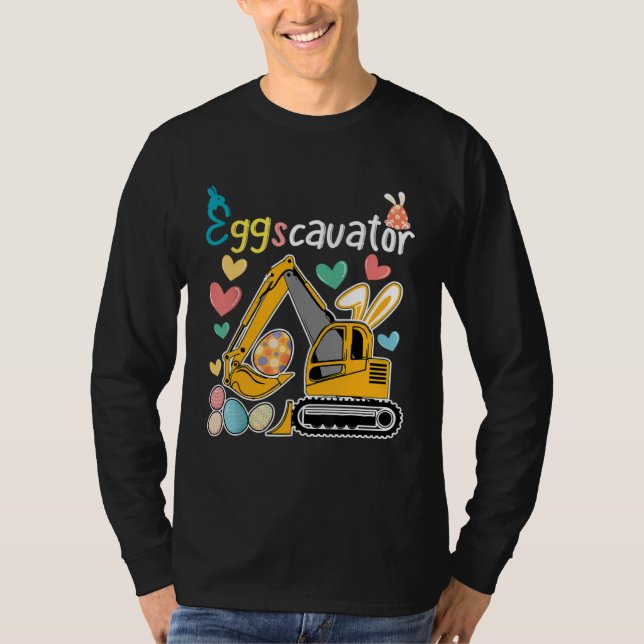 Camiseta Construction Excavator Easter Day Egg Hunt for Boy (Anverso)