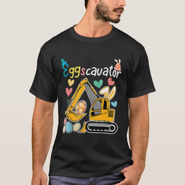 Camiseta Construction Excavator Easter Day Egg Hunt for Boy (Anverso)