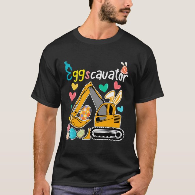 Camiseta Construction Excavator Easter Day Egg Hunt for Boy (Anverso)