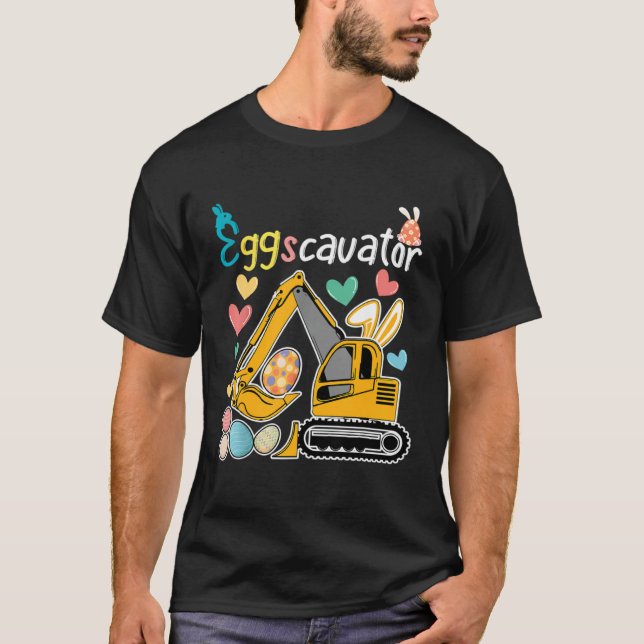 Camiseta Construction Excavator Easter Day Egg Hunt for Boy (Anverso)