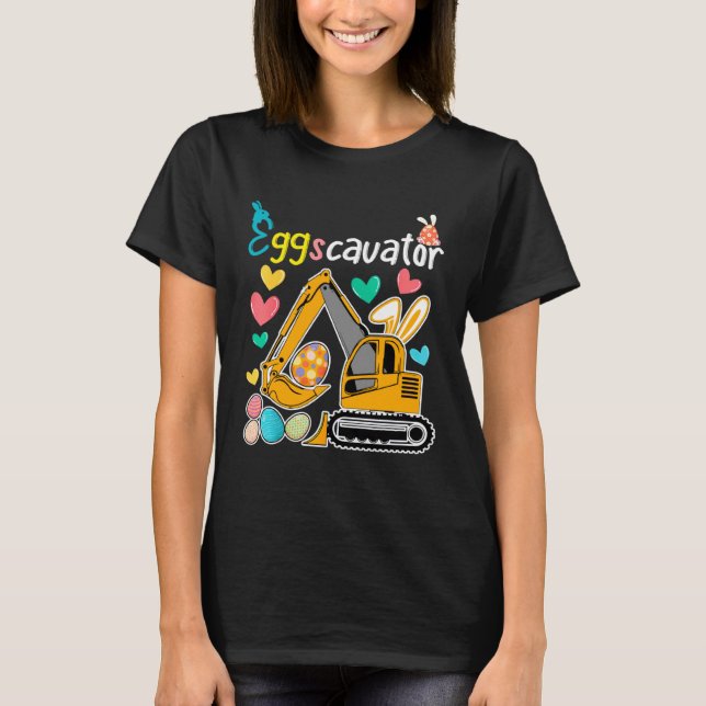 Camiseta Construction Excavator Easter Day Egg Hunt for Boy (Anverso)