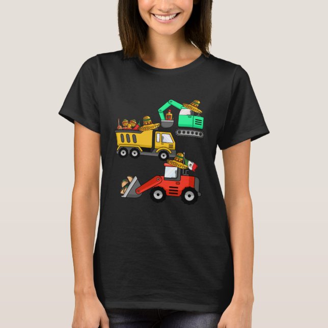 Camiseta Construction Excavator Taco Mexican Crane Cinco De (Anverso)