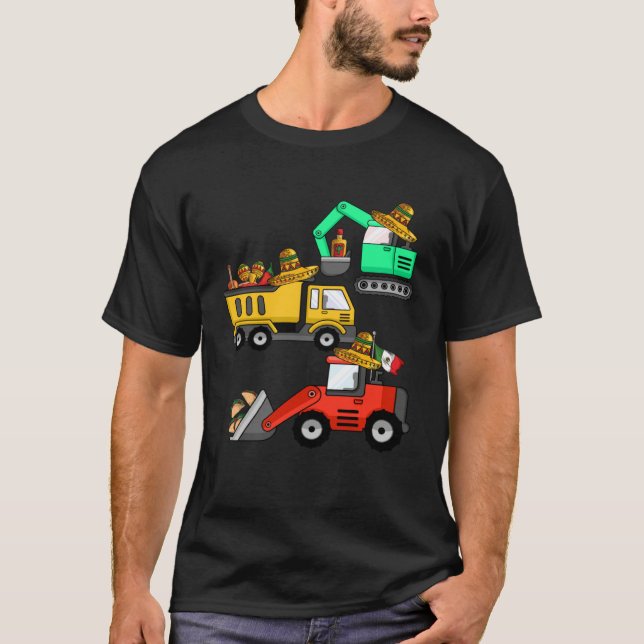 Camiseta Construction Excavator Taco Mexican Crane Cinco De (Anverso)