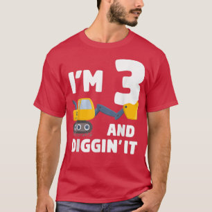 Camiseta Construction Truck 3rd Birthday Boy Excavator 3 Di