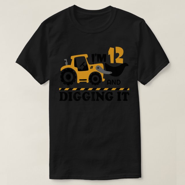 Camiseta Construction Truck It's My 12th Birthday 12 Years  (Diseño del anverso)