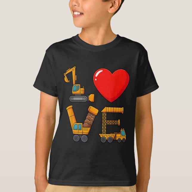 Camiseta Construction Valentine Love Spelled With Trucks Ex (Anverso)