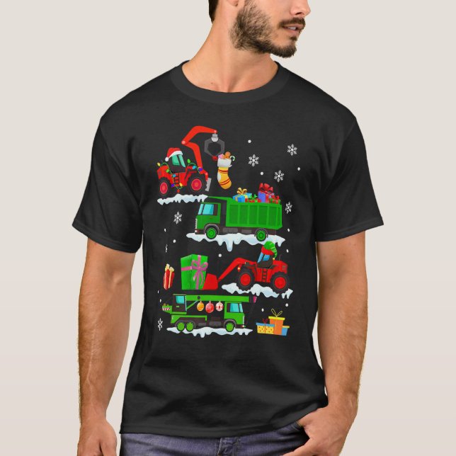 Camiseta Construction Vehicle Christmas Red Trucks Winter B (Anverso)