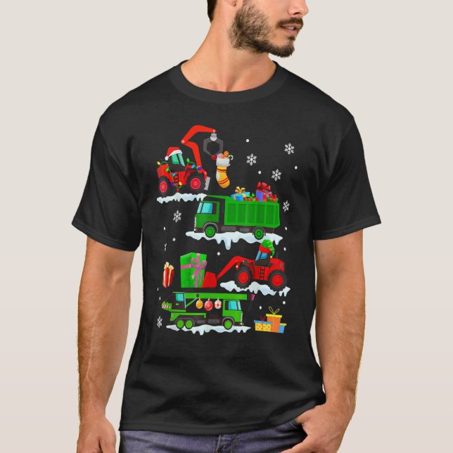 Camiseta Construction Vehicle Christmas Red Trucks Winter B (Anverso)