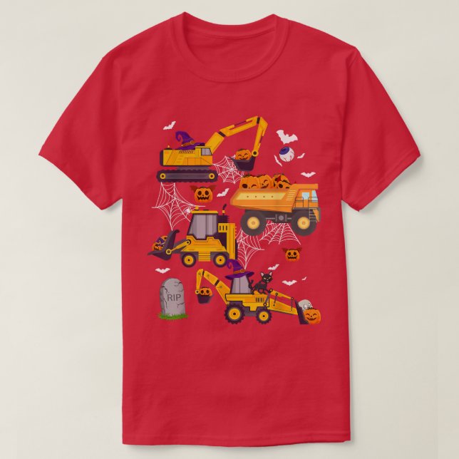 Camiseta Construction Vehicle Crane Truck Pumpkin Halloween (Diseño del anverso)