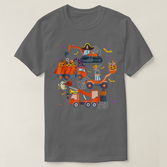 Camiseta Construction Vehicle Halloween Crane Truck Pumpkin (Diseño del anverso)