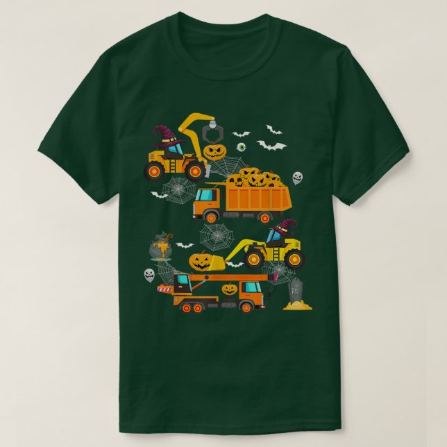 Camiseta Construction Vehicle Halloween Crane Truck Pumpkin (Diseño del anverso)