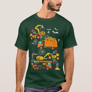 Camiseta Construction Vehicle Halloween Crane Truck Pumpkin