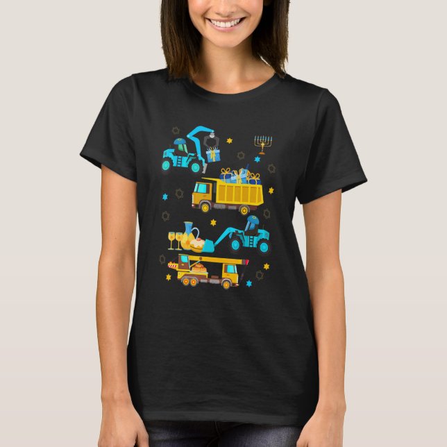 Camiseta Construction Vehicle Menorah Hanukkah Chanukah Tod (Anverso)